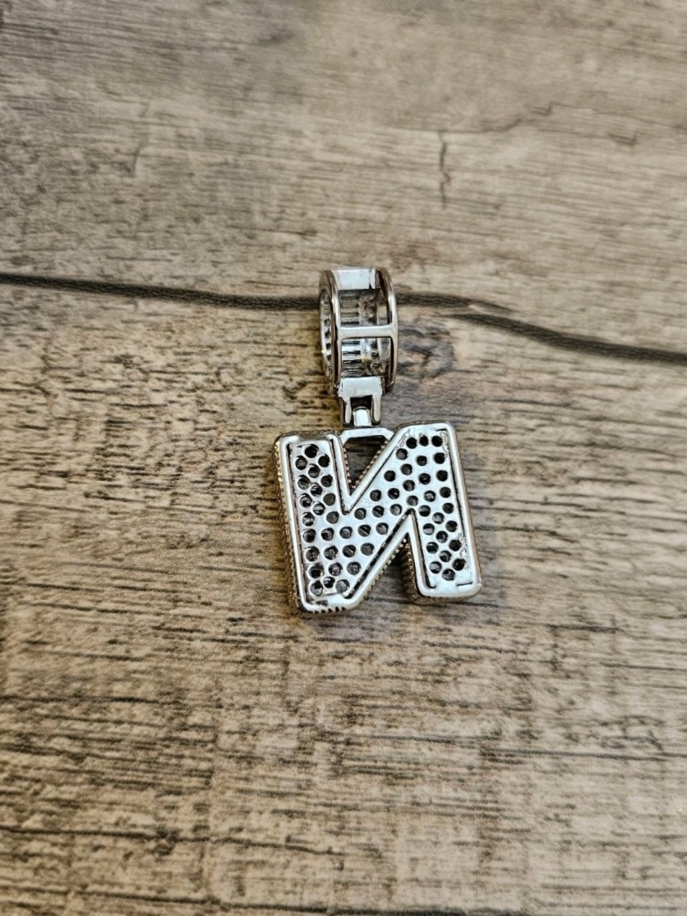 Sterling Silver 'N' Initial Pendant with Clear Crystals - Picture 2 of 2